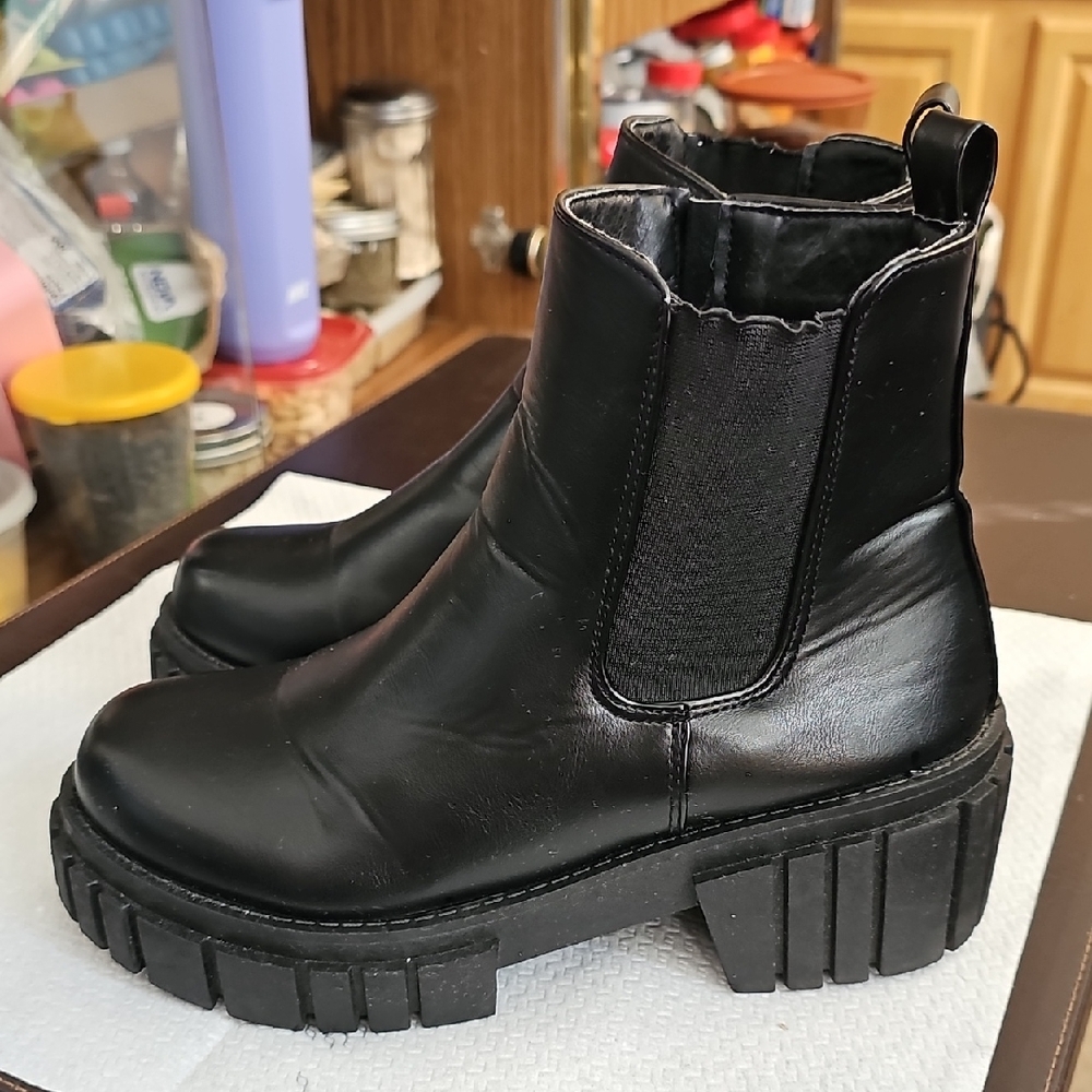 Black Chunky Platform Ankle Boots